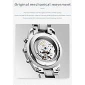 levne Mechanické hodinky-OLEVS Pánské Mechanické Hodinky Kalendář Luxusní Voděodolné Náramkové Hodinky Automatické Samonatahovací Měsíční fáze Dvojitý Displej Kalendář Nerezové Ocelové Řemínkové Hodinky Dárky k Dni otců