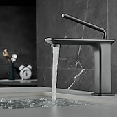 cheap Classical-Basin Sink Mixer Faucet Brass, Tall/Short Bathroom Tap Single Handle One Hole Deck Mounted with Cold Hot Hose Bath Taps Vessel Water Tap