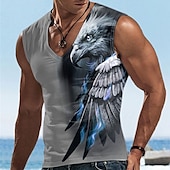 preiswerte T-Shirts mit Tiermuster-Herren Graphic Tier Adler Shirt Ärmelloses T-Shirt für Männer Ärmellos T-Shirt 3D-Druck V Ausschnitt Hemd Designer Brautkleider schlicht Muskel Sport Laufen Fitnessstudio Blau Purpur Braun Frühling
