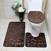 billiga 3PC Badrumsmatta set-3 st badmatta halkfria badrumsmattor, ultramjuk halkfri badmatta och absorberande badmattor, inkluderar u-formad konturmatta, toalettlocksöverdrag
