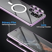 levne Pouzdra pro Samsung-telefon Carcasă Pro Samsung Galaxy S24 S23 S22 S21 Ultra Plus S25 Ultra Celý kryt Magnetické adsorpční pouzdro S Magsafe Přenosná Flip Průsvitné Průhledný Jednobarevné Slitina hliníku Plastický