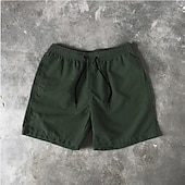 お買い得  男性用水泳パンツ-男性用 ショーツ ビーチショーツ 弾性巾着デザイン 平織り 履き心地よい 高通気性 膝丈 カジュアル 日常 ビーチ ファッション ストリートファッション ブラック ホワイト マイクロエラスティック