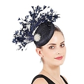 billiga Hattar och fascinators-fascinators hattar Huvudbonad Lin Formell Kentucky Derby Hästrace Damernas dag cocktail Elegant Mode Glam Med Fjäder Hårbonad Huvudbonader