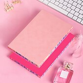 お買い得  ノートブックとプランナー-ソフトレザーカバーレインボーエッジノート1枚、100枚入り、新学期ギフト