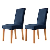 cheap Dining Chair Cover-2 Pcs Dining Chair Cover Burgundy Velvet Stretch Chair Seat Slipcover Spandex with Elastic Bottom Protector for Dining Room Wedding Ceremony Durable Washable