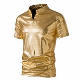 levne oblečení-sada s lesklým kovovým tričkem jogger kalhoty 2 ks outfity pánské disco 80. léta cvičení cosplay kostým maškarní karneval párty klub