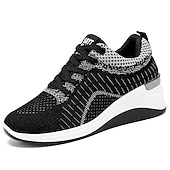 olcso Női tornacipők-Női Tornacipők Rózsaszín Magasító cipők Flyknit cipő Szabadtéri Napi Színes Nyár Rejtett sarok Kerek orrú Sportos Alkalmi minimalizmus Futócipő Gyalogló Repülő szövés Fűzős Fekete Arcpír rózsaszín