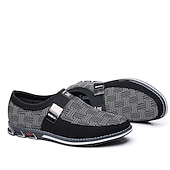 ieftine Saboți și Mocasini Bărbați-mocasini casual pentru bărbați – pantofi respirabili cu model negru și gri, cu cataramă metalică, confortabili și ușori pentru purtarea de zi cu zi