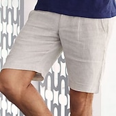 economico Casa-Per uomo Pantaloncini Pantaloncini di lino Pantaloncini estivi Pantaloncini da spiaggia Tasche Liscio Comfort Traspirante Esterno Giornaliero Per uscire Di tendenza Streetwear Nero Blu