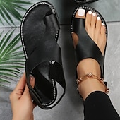billiga Semester Sandaler-bruna damsandaler med öppen tå – lediga sommarlägenheter med utskuren design för vardagskomfort