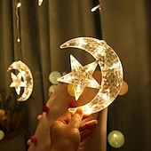 levne Ramadán dekorace světla-elegantní svatební hostina ramadán eid string lights - 12pcs moon &amp;amp; hvězda, 2,5m led záclonová lampa, svatba &amp;amp; festivalová dekorace, neonová lucerna pohádková světla pro svátek eid al-fitr