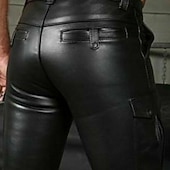 Χαμηλού Κόστους Casual σορτς-Ανδρικά Σορτσάκια Σορτς από συνθετικό δέρμα Τσέπη Σκέτο Άνεση Αναπνέει ΕΞΩΤΕΡΙΚΟΥ ΧΩΡΟΥ Καθημερινά Εξόδου Μοντέρνα Κομψό στυλ street Μαύρο