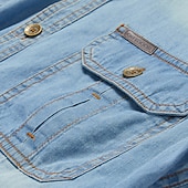 cheap Men&#039;s Denim Shirts-Men&#039;s Shirt Casual Shirt Jeans Shirt Denim Shirt Blue Dark Blue Long Sleeve Plain Turndown Street Daily Front Pocket Clothing Apparel Fashion Casual Comfortable