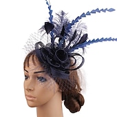 preiswerte Faszinator-Fascinatoren Flachs Kentucky Derby Kirche Cocktail Royal Astcot Elegant Britisch Mit Feder Tüll Kopfschmuck Kopfbedeckung