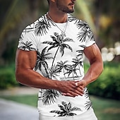 billiga Tropiske ferietrøjer-Herr Grafisk Kokosnötsträd T-shirt T-shirts Kortärmad T-shirt 3D-tryck Rund hals Skjorta Mode Hawaiisk Designer Utomhus Ledigt Dagligen Svart Ljusgrön Vin Vår &amp; sommar Kläder S M L XL 2XL 3XL