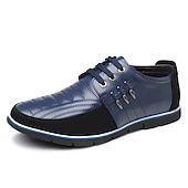 preiswerte Sneaker für Herren-Freizeit-Schnürschuhe aus Kunstleder für Herren – stylische blaue und schwarze Low-Top-Sneaker mit rutschfester Sohle für den Alltag und halbformelle Anlässe