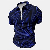 preiswerte Geometrisches Poloshirt für Herren-Herren Grafik Poloshirts mit Reißverschluss Golfshirt Kurzarm Polo-Shirts Hemden mit Kragen Lässig Urlaubskleidung Rave-Kleidung Party-Outfits 3D-Druck Viertelreißverschluss-Poloshirt Weiß Gelb Rote