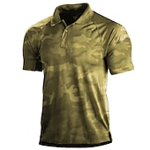 billiga Golfpikétröja för män-Herr Kamuflasje Kamouflage POLO Shirt Golftröja Kortärmad Skjorta Nedvikt Utomhus Ledigt 3D-tryck Armégrön Marinblå Grön Kaki Grå Mönster Button-Down Kläder Mode Ledigt Bekväm