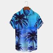 ieftine Plante tropicale-Bărbați Palmier Plante tropicale Cămașă Cămașă hawaiană Cămașă Aloha Mânecă scurtă Cămașă Răsfrânt Tropical Modă Hawaiană În aer liber Stradă Hawaiian Roșu-aprins Albastru piscină Portocaliu S M L