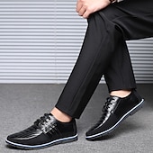 preiswerte Sneaker für Herren-Freizeit-Schnürschuhe aus Kunstleder für Herren – stylische blaue und schwarze Low-Top-Sneaker mit rutschfester Sohle für den Alltag und halbformelle Anlässe