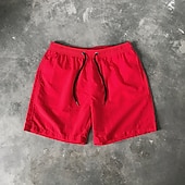 お買い得  男性用水泳パンツ-男性用 ショーツ ビーチショーツ 弾性巾着デザイン 平織り 履き心地よい 高通気性 膝丈 カジュアル 日常 ビーチ ファッション ストリートファッション ブラック ホワイト マイクロエラスティック