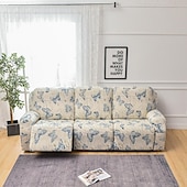economico Poltrone reclinabili e poltrone wingback-Copridivano reclinabile elasticizzato, copridivano a 3 posti, copridivano reclinabile floreale con elastico, protezione antigraffio per mobili per bambini, animali domestici, cani, gatti