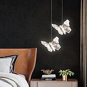 abordables Suspension-led pendentif lumière chambre île éclairage moderne acrylique pendentif luminaires papillon conception idéal pour îlot de cuisine cuisine éclairage chambre suspension