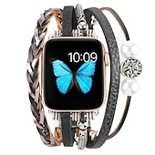 billiga Apple Watch-band-Smyckesarmband Kompatibel med Apple Watch klockband 38mm 40mm 41mm 42mm 44mm 45mm 49mm Lyx PU-läder Ersättningsurband för iwatch Series Ultra 8 7 6 5 4 3 2 1 SE
