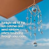 levne Lapače snů-suncatcher zlatý s krystaly, motiv s nebeským měsícem, krystaly odrážející světlo, design zlatého řetízku, měsíc a hvězdy (styl krystalové kapky)