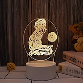 رخيصةأون أضواء زينة رمضان-عيد مبارك ثلاثية الأبعاد زينة ضوء الليل أكريليك led إسلامي مسلم رمضان مهرجان لوازم للديكور المنزل مصباح ليلي ديكور غرفة نوم