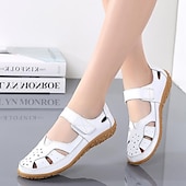 economico Slip-ons e mocassini da donna-sandali da donna in similpelle bianca con cinturino in velcro – comode scarpe casual da passeggio per l&#039;estate