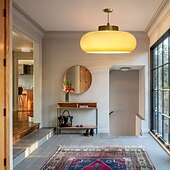 baratos Simplicidade Luminárias de Teto-luzes de teto vintage, lustre de vidro retrô, lustre de montagem embutida, jantar lustre de latão exclusivo