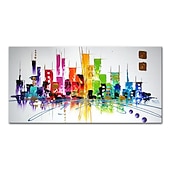 cheap Landscape Paintings-Mintura Handmade Colorful City Landscape Oil Paintings On Canvas Wall Art Decoration Modern Abstract Picture For Home Decor Rolled Frameless Unstretched Painting
