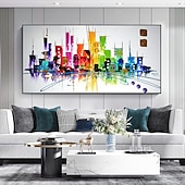 cheap Landscape Paintings-Mintura Handmade Colorful City Landscape Oil Paintings On Canvas Wall Art Decoration Modern Abstract Picture For Home Decor Rolled Frameless Unstretched Painting