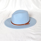 baratos Chapéu de Festa-Chapéus Lã / Acrílico Chapéu Fedora Formal Casamento coquetel Royal Astcot Simples Clássico Com Cor Pura Capacete Chapéu