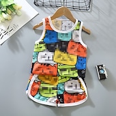 tanie Zestawy-2 elementy Brzdąc Dla chłopców Tank top i spodenki Strój Zwierzę Kreskówki Bez rękawów Bawełna Ustawić Na zewnątrz Moda Codzienny Lato Wiosna 3-7 lat Niebieski dinozaur Pióro Samochód