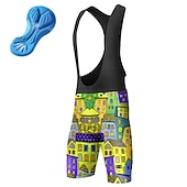 お買い得  メンズショートパンツ・タイツ・パンツ-男性用 グラフィック サイクリングビブショーツ バイク ボトムズ マウンテンサイクリング ロードバイク スポーツ 3Dパッド サイクリング 速乾性 吸汗性 ブルー オレンジ スパンデックス 衣類 サイクルウェア