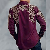 cheap Men&#039;s Western Shirts-Men&#039;s Floral Totem Shirt Western Shirt Cowboy Shirt Long Sleeve Fashion Designer Casual Outdoor Holiday Fall &amp; Winter Turndown Print Button-Down Black Red Blue Purple Green
