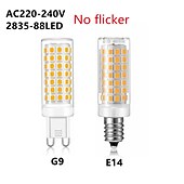 お買い得  LEDボール型電球-6個のled電球 g9 88ledランプ ac 220v電球 smd2835 ledスポットライトシャンデリア照明 ハロゲンランプe14
