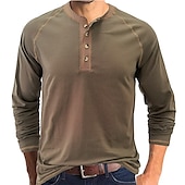 billiga Casual Henley T-shirt-Herr Henleytröja T-tröja Långärmad tröja Slät Henley Gata Semester Långärmad Button-Down Kläder Designer Grundläggande Modernt Modernt