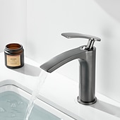 cheap Bathroom Sink Faucets-Bathroom Waterfall Sink Faucet, Basin Mixer Taps Tall Short Brass, Deck Mounted Single Handle One Hole Tap with Hot and Cold Hose Vessel Water Tap Washroom