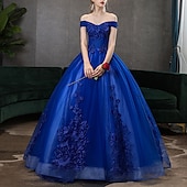 preiswerte Ballkleid-Ballkleid Quinceanera Kleider Prinzessin Kleid rot grün Kleid Quinceanera bodenlang ärmellos schulterfrei Polyester mit Applikationen Kleid zum Beeindrucken 2025