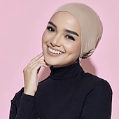 cheap Arabian Muslim-Muslim Underscarf Women Veil Hijab Bonnet Solid Color Scarf Turbans Head scarves For Female Hijab Cap Islamic Hat Turbante Mujer