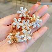 levne Nositelné příslušenství-10ks mini umělá perlová spona na drápy vintage sponky do vlasů s květem sedmikrásky sponky na sladkou umělou ofinu ozdobné doplňky do vlasů pro ženy dívky