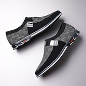 ieftine Saboți și Mocasini Bărbați-mocasini casual pentru bărbați – pantofi respirabili cu model negru și gri, cu cataramă metalică, confortabili și ușori pentru purtarea de zi cu zi
