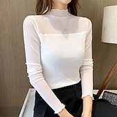 voordelige Oefen Kleding-Ballroomdansen Sportkleding Top Ruches Pure Kleur Gesplitst Dames Prestatie Opleiding Lange mouw Polyester Netstof