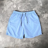 お買い得  男性用水泳パンツ-男性用 ショーツ ビーチショーツ 弾性巾着デザイン 平織り 履き心地よい 高通気性 膝丈 カジュアル 日常 ビーチ ファッション ストリートファッション ブラック ホワイト マイクロエラスティック