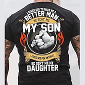 preiswerte Herren -Grafik -T -Shirt-Herren Ich habe Gott gefragt mich zu einem besseren Mann zu machen er schickte mir meinen Sohn Grafik T-Shirt Familienstücke Tee Kurzarm Grafikshirt Schwarz Rot Marineblau Mode Designer Bekleidung
