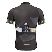 cheap Men's Jerseys-Men's Cycling Jersey Geometic Letter &amp; Number Short Sleeve Bike Jersey Top with 3 Rear Pockets Mountain Bike MTB Road Bike Cycling Quick Dry Reflective Strips Back Pocket Moisture Wicking Sports Dark