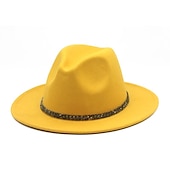 billige Ville vesten-Hatter Ull / Acryl Fedora Formell Bryllup cocktail Royal Astcot Enkel Klassisk Med Kjede Ren Farge Hodeplagg Hodeplagg
